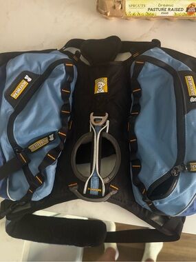 Ruff wear Dog backpack Light Blue and Black